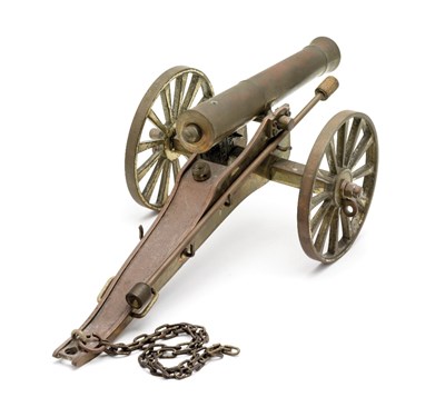 Lot 668 - A MINIATURE FIELD GUN FORMED ENTIRELY OF BRONZE IN LATE 18TH/EARLY 19TH CENTURY STYLE