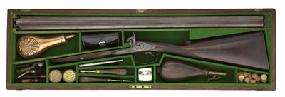 Lot 674 - A CASED 15 BORE D.B. PERCUSSION SPORTING GUN BY GASQUOINE & DYSON
