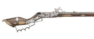 Lot 681 - A 40 BORE SILESIAN WHEEL-LOCK BIRDING GUN (TSCHINKE)