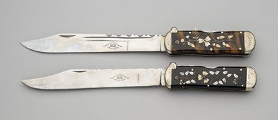 Lot 718 - TWO FOLDING BOWIE KNIVES, JOHN PETTY, SHEFFIELD, 20TH CENTURY