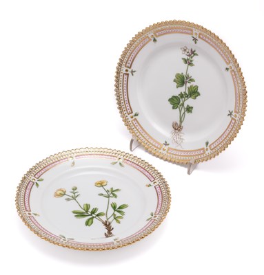 Lot 12 - TWO ROYAL COPENHAGEN 'FLORA DANICA' BREAD AND BUTTER PLATES