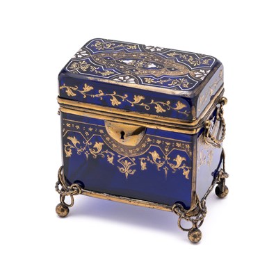 Lot 13 - A BOHEMIAN GLASS CASKET