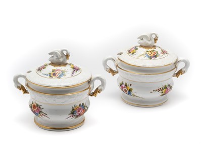 Lot 20 - A PAIR OF SPODE 'DOLPHIN EMBOSSED' SAUCE TUREENS AND COVERS, CIRCA 1815