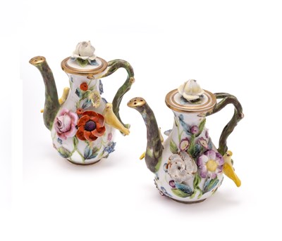 Lot 45 - A PAIR OF SPODE MINIATURE ROSEWATER SPRINKLERS AND COVERS, 1820s