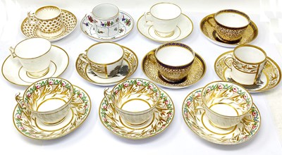 Lot 59 - THREE SPODE TEACUPS AND SAUCERS, CIRCA 1815