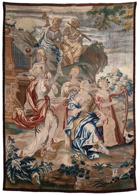 Lot 66 - â–¡ A TAPESTRY OF SAINT CECILIA AND ATTENDANTS