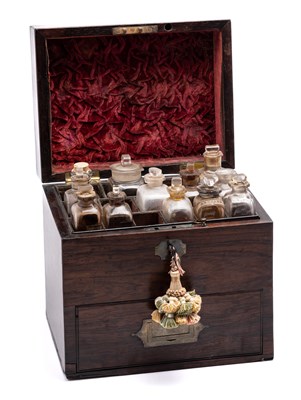 Lot 83 - A ROSEWOOD APOTHECARY'S BOX, MID 19TH CENTURY