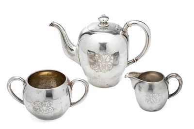 Lot 104 - ËœA GERMAN SILVER THREE-PIECE COFFEE SET