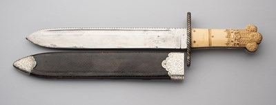 Lot 574 - AN EXCEPTIONAL HUNTING DAGGER OF PRESENTATION QUALITY, BROOKES & CROOKES, SHEFFIELD, WITH SILVER-MOUNTED SCABBARD, H. W. & L. DEE, LONDON 1877