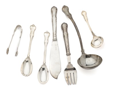 Lot 129 - A SET OF EIGHT SILVER SERVING PIECES