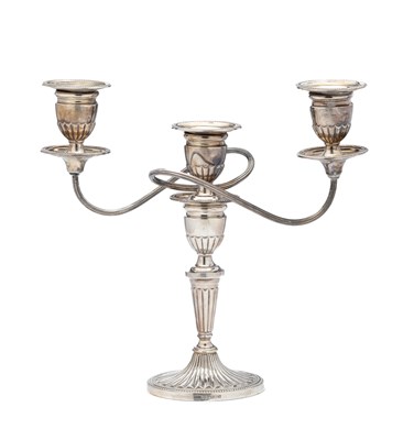 Lot 139 - A SILVER THREE-LIGHT CANDELABRUM