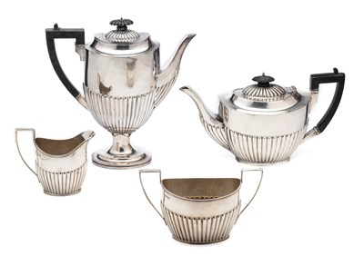 Lot 162 - A VICTORIAN SILVER THREE-PIECE MATCHED TEA SET