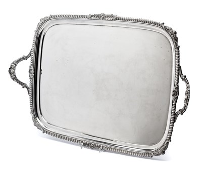 Lot 163 - A GEORGE V SILVER LARGE TRAY