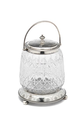 Lot 178 - A VICTORIAN SILVER-MOUNTED BISCUIT BARREL