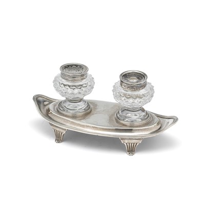 Lot 185 - A GEORGE III SILVER INKSTAND