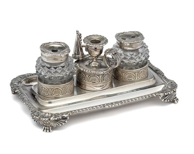 Lot 187 - A GEORGE III SILVER INKSTAND