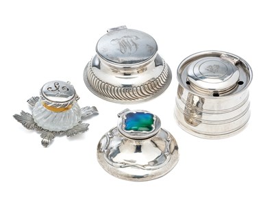 Lot 201 - THREE ENGLISH SILVER INKWELLS