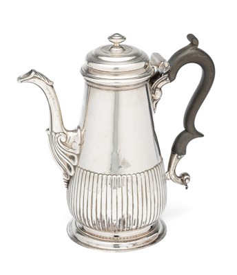 Lot 230 - A GEORGE II SILVER COFFEE POT