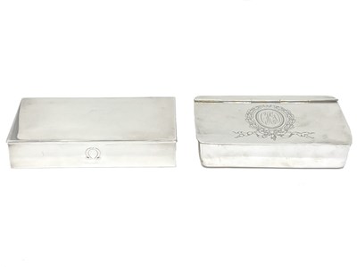 Lot 246 - A SWISS SILVER 'OMEGA' BOX, JEZLER, SCHAFFHAUSEN, CIRCA 1948