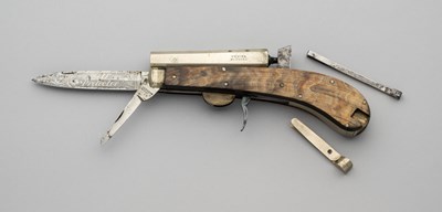 Lot 738 - A PERCUSSION KNIFE-PISTOL 'SELF PROTECTOR’, UNWIN & RODGERS, SHEFFIELD, BIRMINGHAM PROOF MARKS, CIRCA 1860