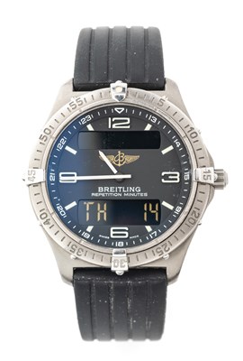 Lot 279 - BREITLING, AEROSPACE REPETITION MINUTES, REF.E65062: A GENTLEMAN'S TITANIUM WRISTWATCH, CIRCA 1997