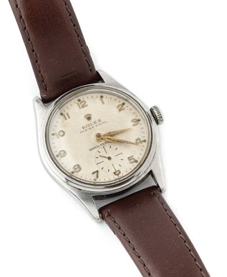 Lot 281 - ROLEX OYSTER ROYAL, REF.6044: A MID SIZE STAINLESS STEEL WRISTWATCH, CIRCA 1950