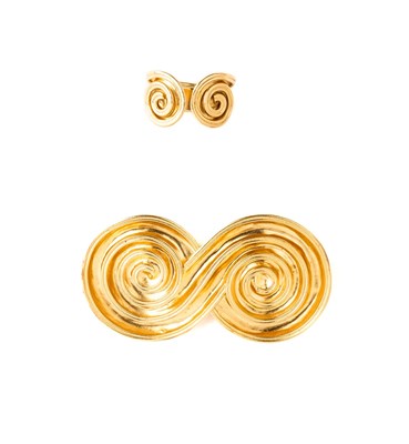 Lot 302 - DOUBLE SPIRAL BROOCH AND RING