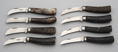 Lot 665 - TWO PRUNING KNIVES, LOCKWOOD BROTHERS AND SIX FURTHER PRUNING KNIVES, SHEFFIELD, LATE 19TH/EARLY 20TH CENTURY