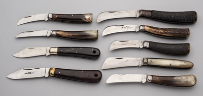 Lot 666 - TWO PRUNING KNIVES, LOCKWOOD BROTHERS AND SEVEN FURTHER PRUNING KNIVES, SHEFFIELD, LATE 19TH/EARLY 20TH CENTURY