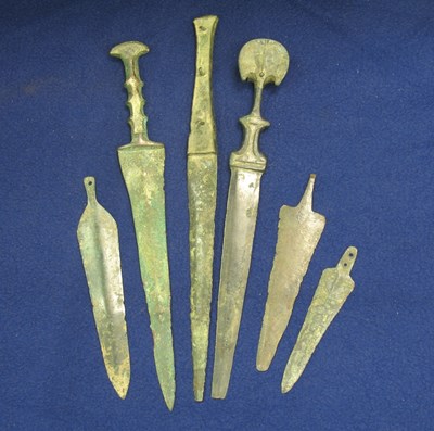 Lot 20 - THREE NORTH WEST PERSIAN BRONZE DAGGERS