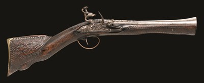 Lot 49 - A TURKISH FLINTLOCK BLUNDERBUSS
