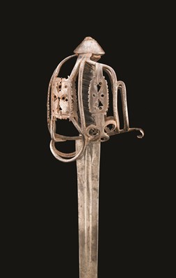 Lot 56 - A SCOTTISH BASKET-HILTED BROADSWORD