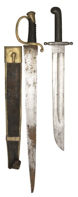 Lot 66 - AN AUSTRIAN MODEL 1853/62 TROOPER'S SHORTSWORD FOR ARTILLERY AND PIONEER'S AND A PIONEERS SHORTSWORD