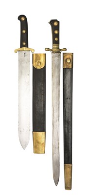 Lot 71 - A SWISS MODEL 1829/30 BERN SHARPSHOOTER'S SHORTSWORD AND A SWISS VAUD SHARPSHOOTER'S SHORTSWORD