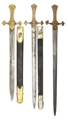 Lot 81 - THREE VICTORIAN BANDSMANS SHORTSWORDS