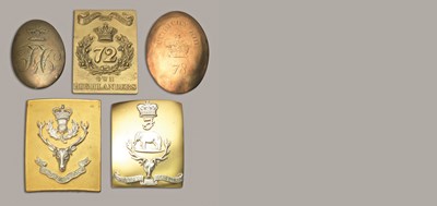 Lot 105 - A COLLECTION OF SHOULDER BELT PLATES RELATING TO THE SEAFORTH HIGHLANDERS AND THE QUEEN'S OWN HIGHLA