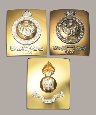 Lot 113 - OFFICERS' SHOULDER BELT PLATES OF THE ROYAL SCOTS FUSILIERS AND ROYAL HIGHLAND FUSILIERS
