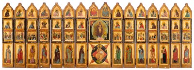 Lot 98 - A FOLDING ICONOSTASIS, RUSSIAN, 19TH CENTURY