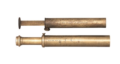 Lot 142 - A RARE BRASS POWDER MEASURE BY DURS EGG