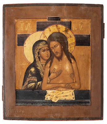 Lot 89 - AN ICON OF THE LAMENTATION, RUSSIAN, CIRCA 1800