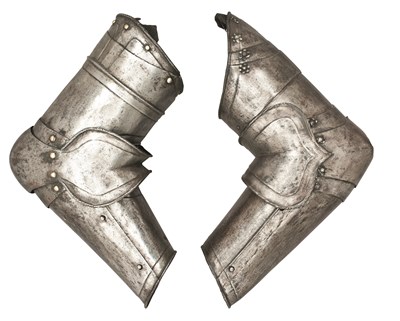 Lot 174 - A PAIR OF GERMAN VAMBRACES FROM A BLACK AND WHITE ARMOUR