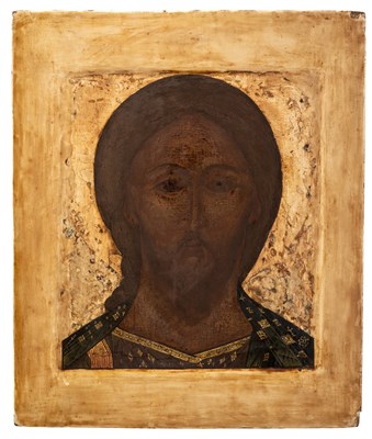 Lot 80 - AN ICON OF CHRIST 'THE FEARSOME EYE', RUSSIAN, 17TH CENTURY