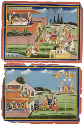 Lot 704 - TWO SCENES FROM HINDU EPICS, RAJASTHAN, PROBABLY JAIPUR, LATE 19TH CENTURY