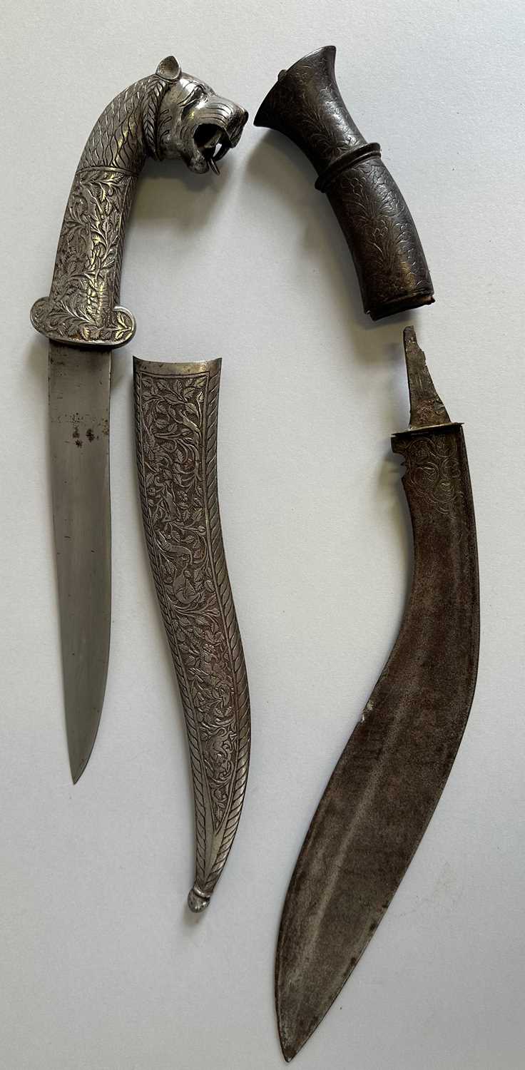 Lot 141 - A NEPALESE DAGGER (KUKRI) AND AN INDIAN DAGGER (KHANJAR), 19TH CENTURY