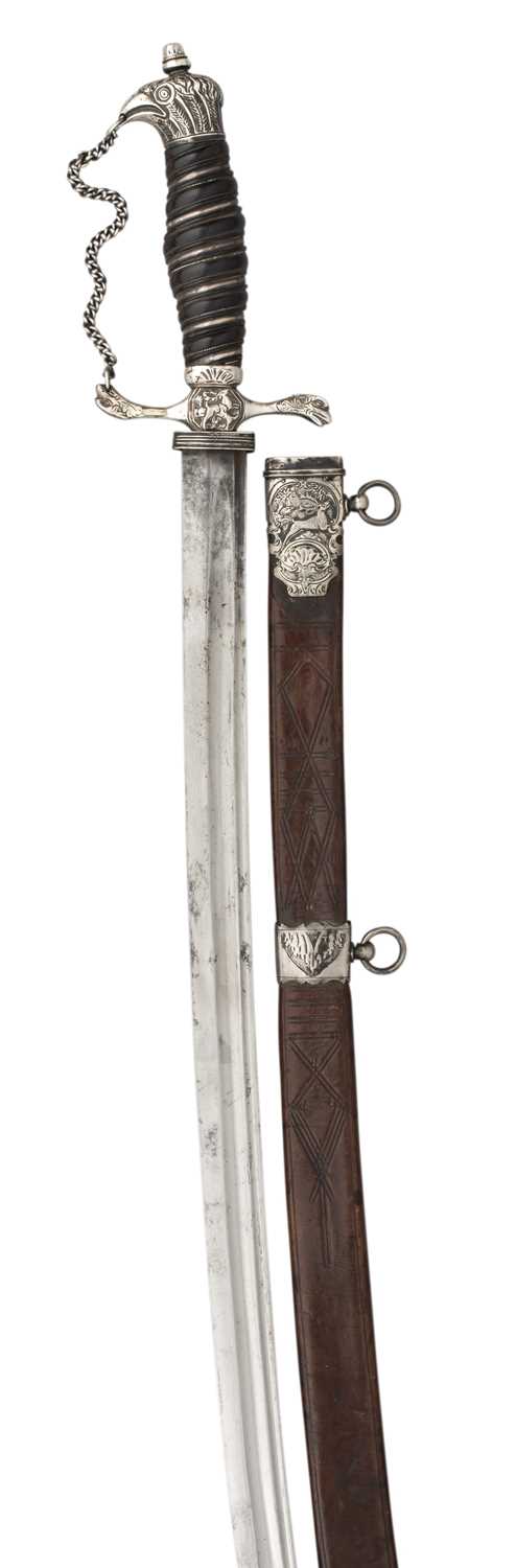 Lot 167 - â’¶ AN ENGLISH SILVER-MOUNTED HUNTING SWORD,