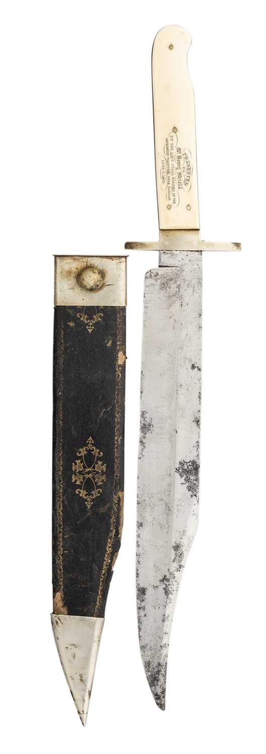 Lot 177 - ËœA FINE PRESENTATION BOWIE KNIFE TO MR HENRY SHIELD, BY IBBOTSON BROTHERS & CO., 1861