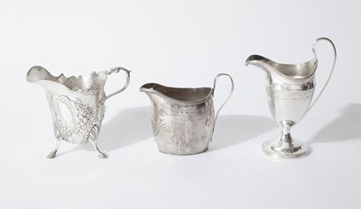 Lot 159 - THREE SILVER CREAM JUGS