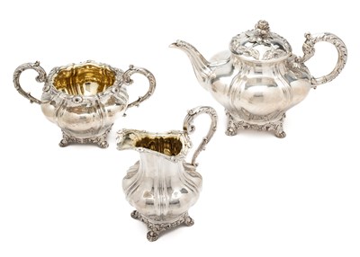 Lot 223 - A VICTORIAN PROVINCIAL SILVER THREE-PIECE TEA SET, JOHN WALTON, NEWCASTLE, 1838