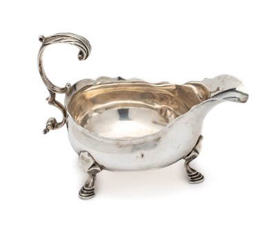 Lot 243 - A GEORGE II SILVER SAUCEBOAT, JAMES MORISON, LONDON, 1754