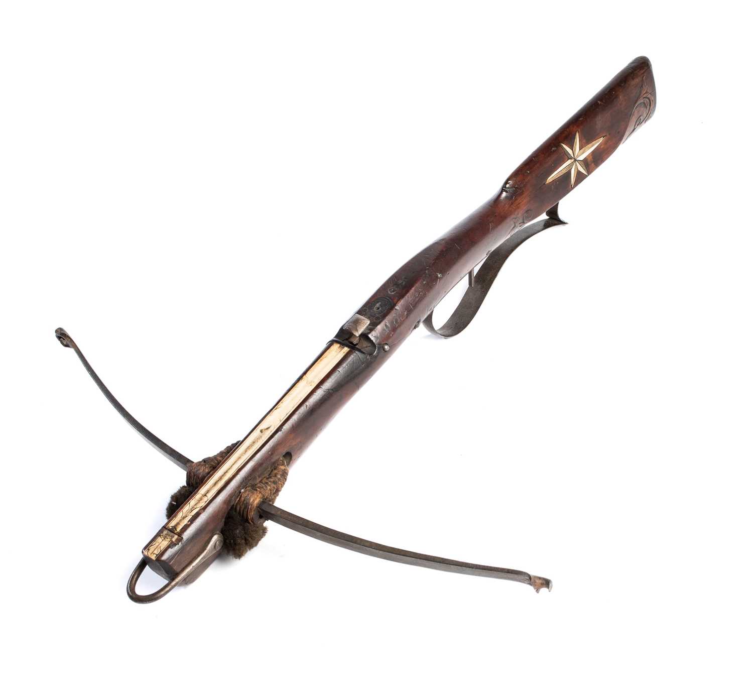 Lot 239 - ËœA SMALL GERMAN SPORTING CROSSBOW, MID-18TH CENTURY